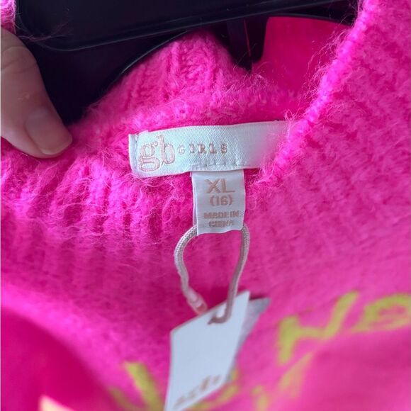 GB Girls Vibrant Pink Turtleneck Sweater - Picture 2 of 2